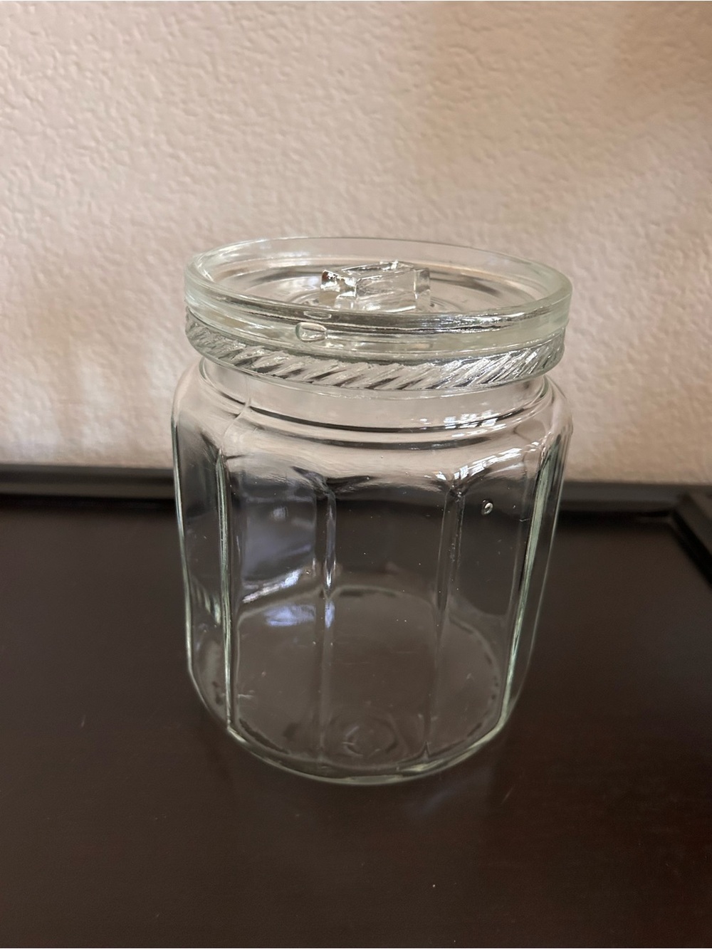 Antique 1915 Glass Tobacco Cigar Humidor Jar w/ Ashtray Lid, 12-Sided Paneled